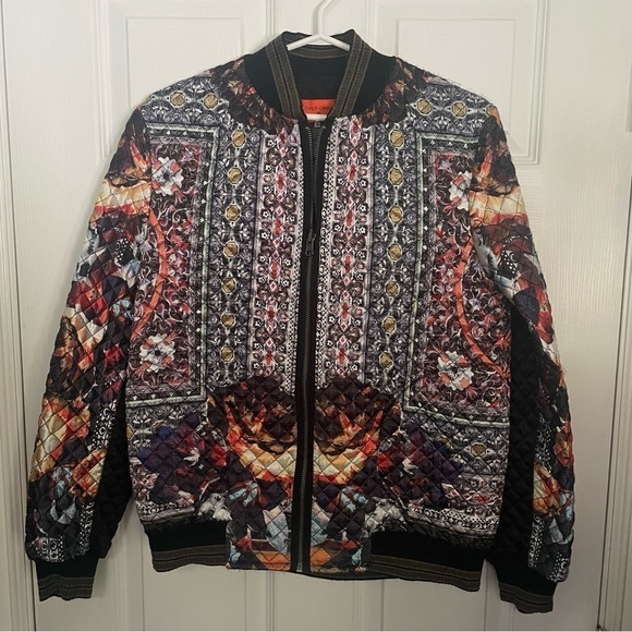 Clover Canyon Printed Multicolour Irish Box Print Zip Up Bomber Jacket Medium - Picture 7 of 7